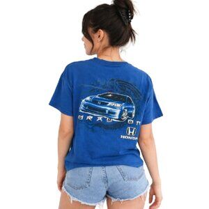 HONDA Vintage Y2K Honda Civic Print Blue Large Boys size Tshirt 💙🚙